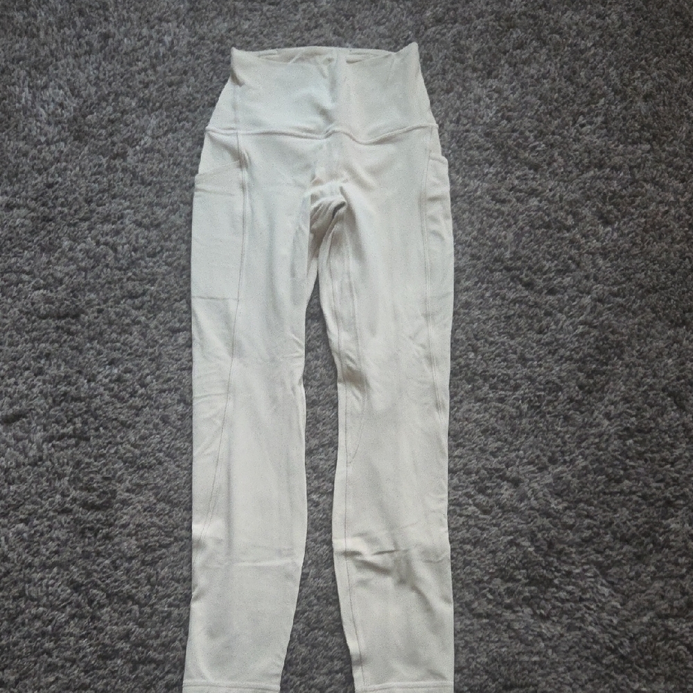High-Waisted Cream Leggings